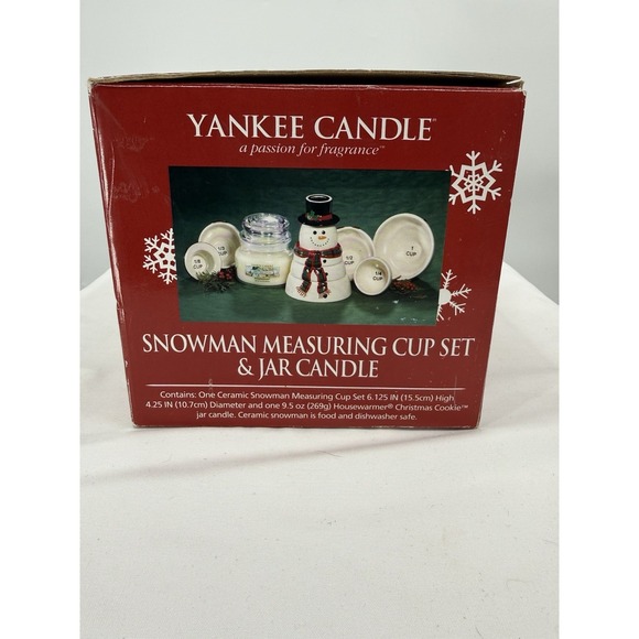 Hard To Find 2012 Yankee Christmas Cookie Scent Candle And Measuring Cup Snowman main image 1